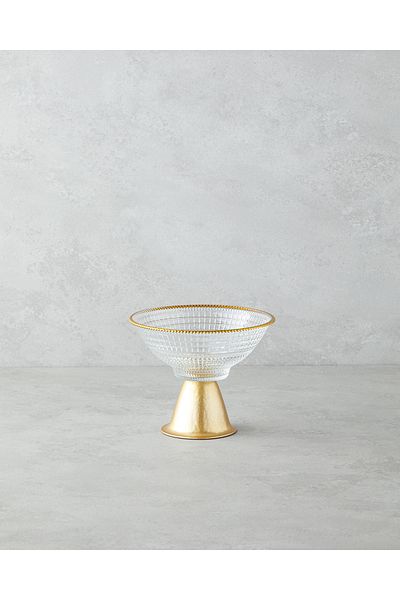 English Home Bol de prezentare din sticlă cu strălucire auriu transparent de 16 cm