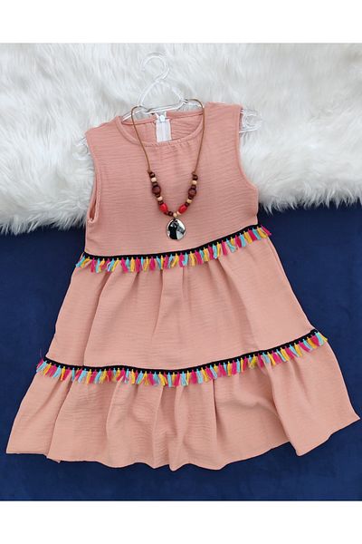 Kerimino Girl's Dress with Tasseled Necklace