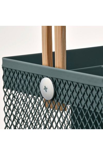 IKEA VIMPELFISK Cutlery Holder, Bamboo/Grey-Turquoise – Stylish & Functional Kitchen Organizer