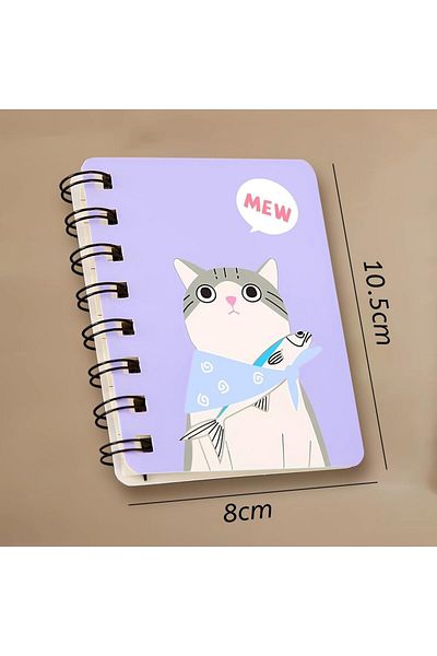 fulina 4pcs Spiral Notebook,A7,Cartoon CatPattern,With Thickened Horizontal,10.5X8cm,for Diary Drawing