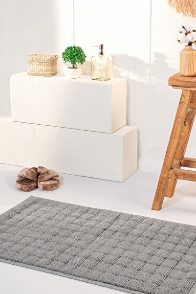 Kaşmir Home Χαλάκι μπάνιου Carre Γκρι 60x100 cm
