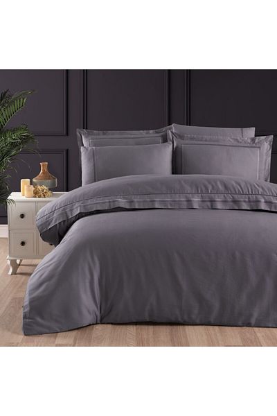First Choice Luxury satin bed linen with VIP Moonlight embroidery, First Choice, Gomez silver gray