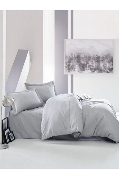 Cotton Box Lenjerie de pat premium satin de lux, Cotton Box, Elegant - Grey