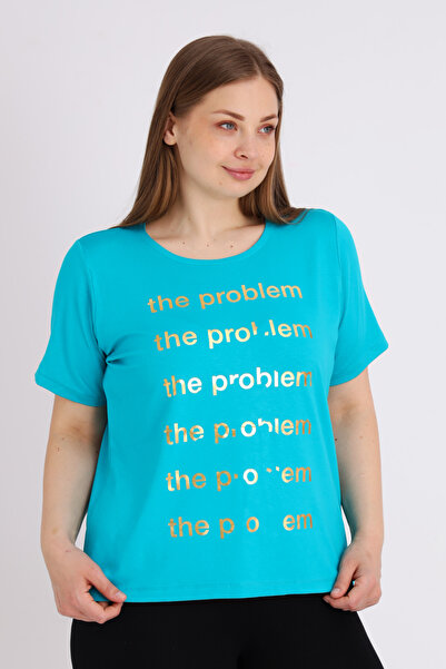 İntensive Women's Plus Size Short Sleeve Printed T-Shirt