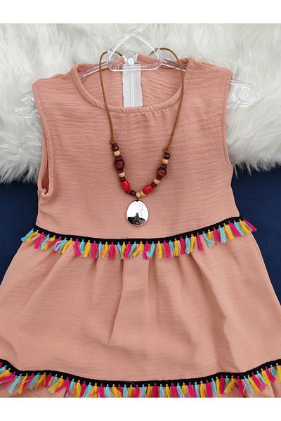Kerimino Girl's Dress with Tasseled Necklace