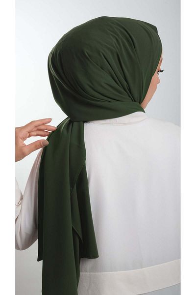 HÜRREM BONE Χακί Απλό Κλασικό Σάλι Medina Silk Plain 202103 _09