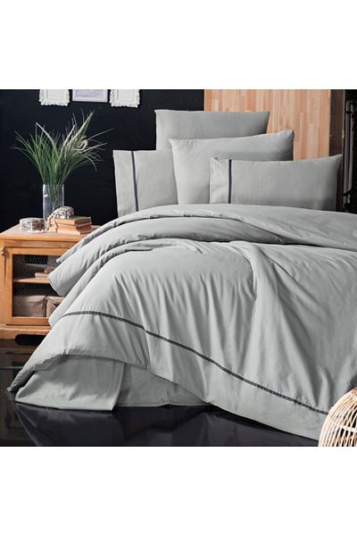 First Choice Luxury 6-piece Ranforce cotton bed linen, First Choice, Alisa Grey