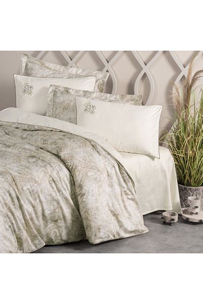 Cotton Box Luxury bed linen with satin embroidery, Elite CottonBox, Beatrix Beige