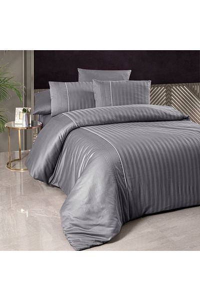 First Choice Luxury cotton satin bed linen 6 pieces, First Choice, Moda life, Grey (Quicksilver)