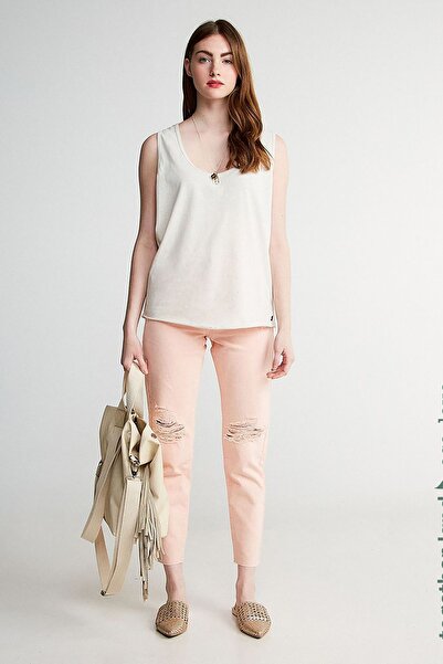 BSB Γυναικείο παντελόνι με στενό πόδι ψηλόμεσο ροζ 047-212830