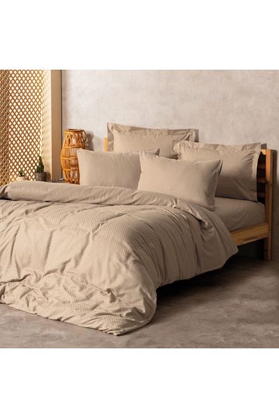 Cotton Box Bed linen 1 person 100% cotton ranforce, Plaid Beige