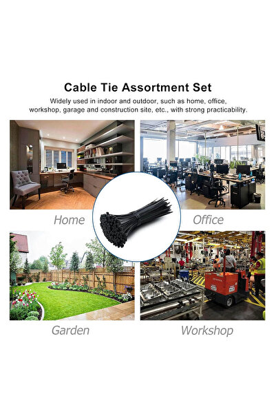 Generic 100pcs Black Nylon Cable Ties 368mm x 4.8mm