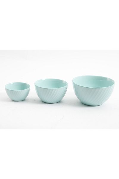 Martha Stewart Prep Bowl Set Lockwood Stone 3Pcs Mblue