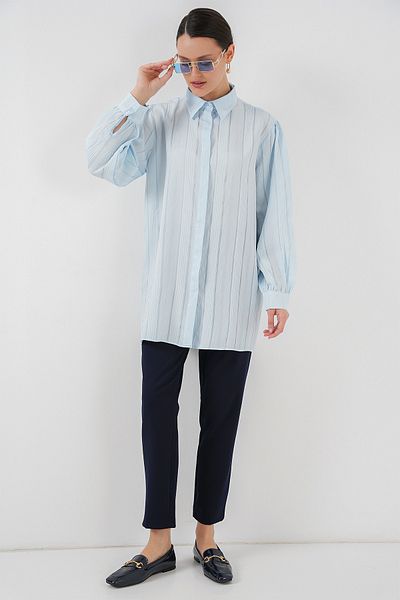Bigdart Striped Long Shirt Tunic 5947 - Blue