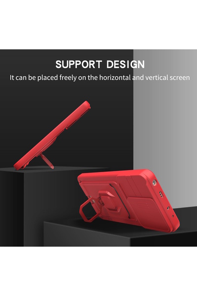 m.tk moveteck Samsung Galaxy S24 Fe Case Camera Protected with Sliding Ring Business Card Stand Ip Strap Zuma Silicone