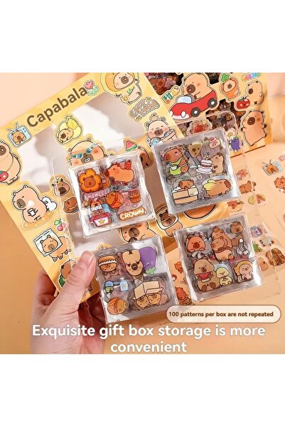 Kawaii Kapibara Capybara 100 Sayfa 570 Adet Su Geçirmez Şeffaf Sticker