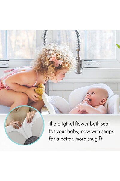 Yelajoy Baby Bath Seat,contoured petals and anti-slip beading,soft Crystal Minky Fabric,washer-safe,Gray