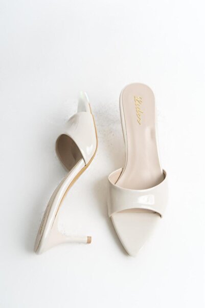 LDR Kadın Bej Rugan İnce Topuklu Sivri Burun Terlik