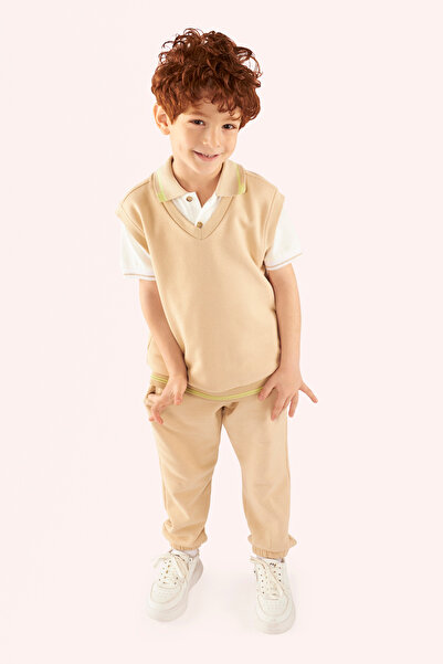 Panço Erkek Çocuk Bej Örme Süveter