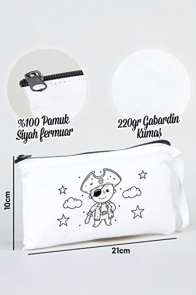 Pamusan Korsan Boyanabilir Bez Kalemlik - 10 Adet - 21x10 cm Boyutlarında - Eğlenceli Boyama Seti