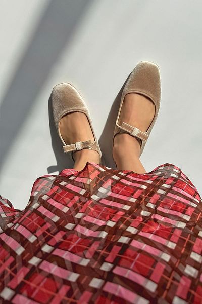 STRASWANS Foden Γυναικεία Κορδέλα Λεπτομέρεια Velvet Ballerina Mink