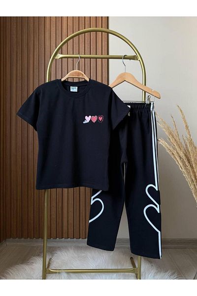 KidsSel New Season Heart Printed Cotton Girls' Bottom Set