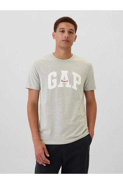 GAP Καθημερινό T-Shirt με λογότυπο Soft Gap Γκρι