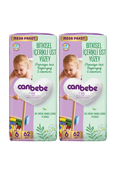 Canbebe Bebek Bezi Mega Paket 6 Beden XL (15-27kg) 62 li x 2 Adet
