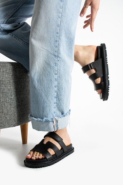 Moda Devrin Papuci de damă cu talpă confortabilă anatomică cu velcro