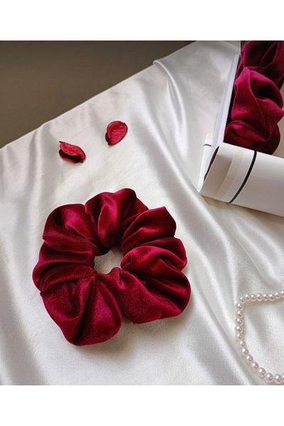 ADASTYLE Claret Red Velvet Τσάντα με ελαστικό Slap