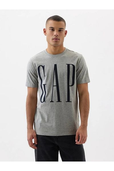 GAP Καθημερινό T-Shirt με λογότυπο Soft Gap Γκρι