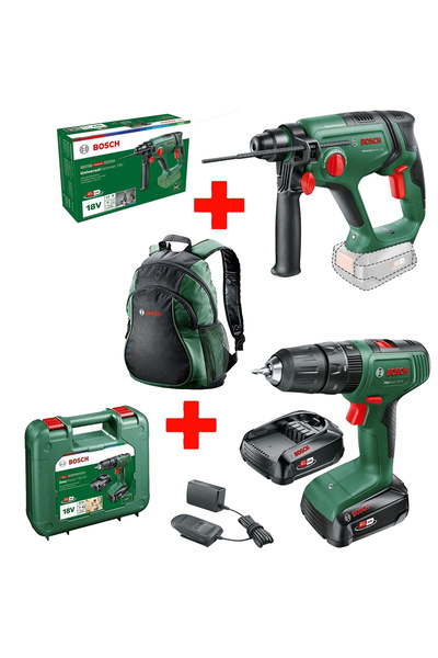 Bosch EasyImpact 18V-40 (2x2Ah)+Bosch Universalhammer 18v Kırıcı Delici (Aküsüz)+Bosch Sırt Çantası