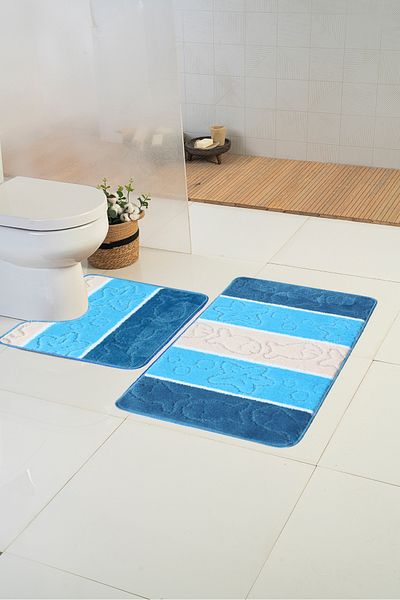 Moda Dekor Avant-garde Ocean Blue 60x100 - 60x50 cm Ματ Μπάνιου 2 τεμαχίων
