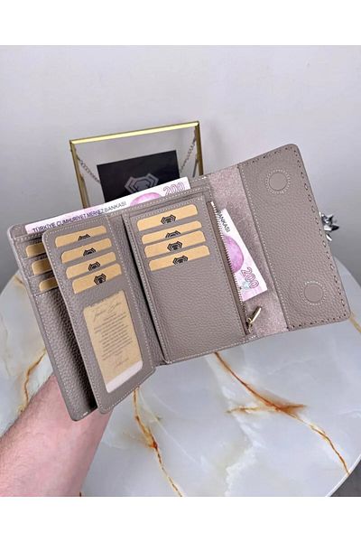 Fil Deri Genuine Leather Saddlerie Stitched Multi-Compartment Women's Wallet 2095