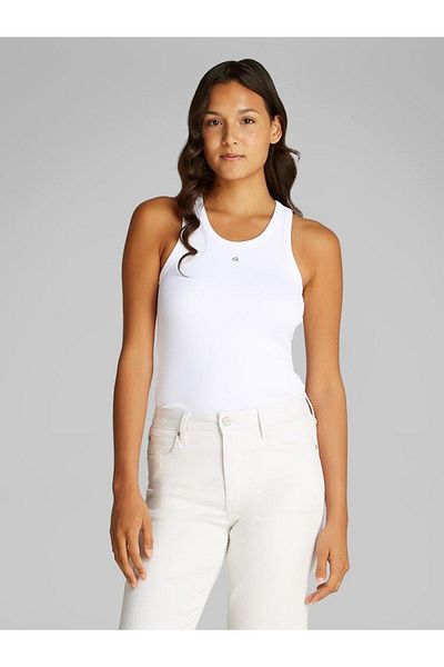 Calvin Klein تي شيرت نسائي CK EMB GRAPHIC SLIM RIB TANK