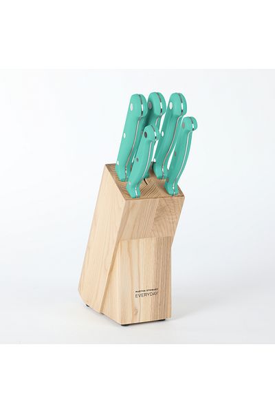 Martha Stewart Keswick KnifeBlock PistolGrip Turq.7Pcs