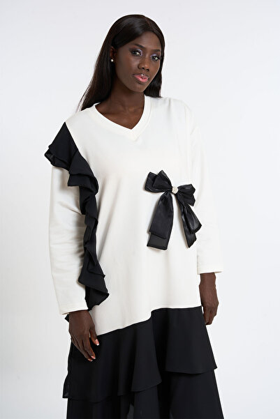 HANIQA Φόρεμα με βολάν με κορδέλα