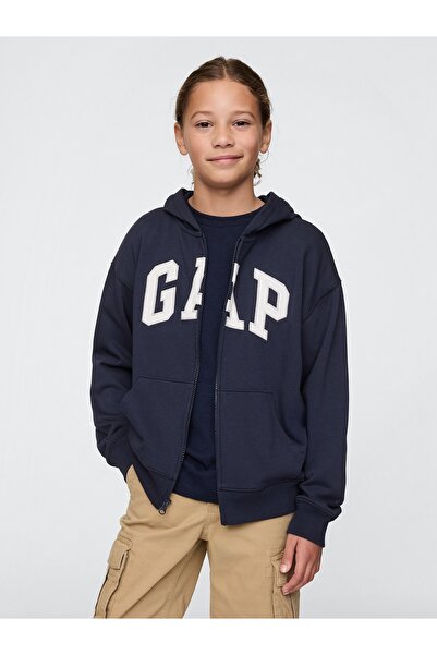 GAP Erkek Çocuk Gap Logo Relaxed Fermuarlı Lacivert Sweatshirt
