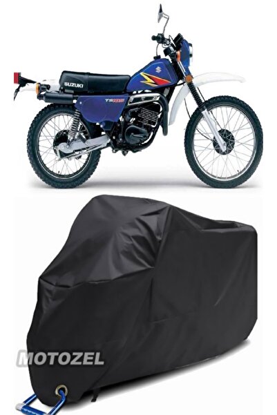 MotoZEL حقيبة خلفية سوداء لسوزوكي TS 185 مع قماش مشمع للدراجة النارية متوافق ...