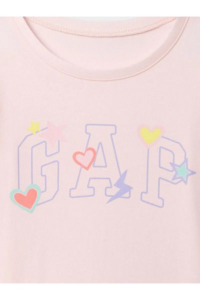GAP تي شيرت برسومات شعار Baby Girl Gap باللون الوردي