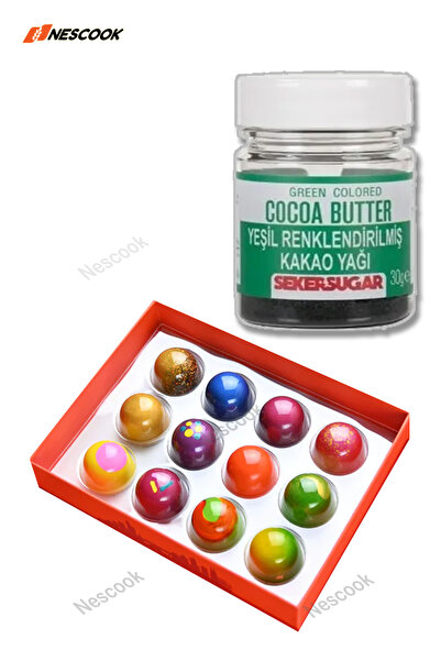 Dr. Gusto Yeşil Renklendirilmiş Kakao Yağı 30g / Bonbon Çikolata / Boyama Çikolatası