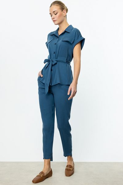 Ekol Pantaloni cu picior tubular cu talie elastică