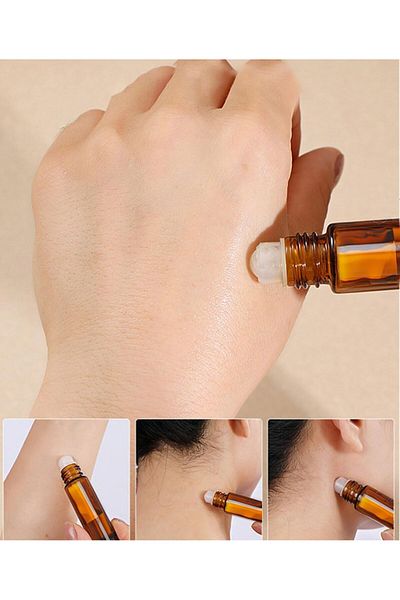 COOYA 6PCS Essential Oil Roller Bottles Brown Glass Spray Bottles, 10ml for Skincare