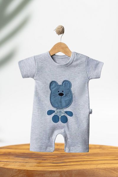 Baby s Breath Flower Dog Pattern Applique Embroidery 100% Cotton 3-6-9 Months Boy Jumpsuit Newborn 1 Year Old Baby Outfits