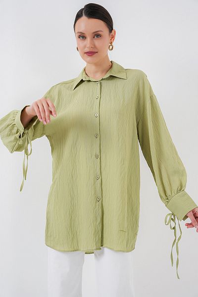 Bigdart Women's Oversize Lace-Up Shirt 5954 - E.Green