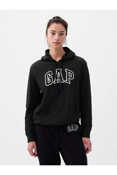 GAP Γυναικείο φούτερ από ύφασμα μαύρο λογότυπο