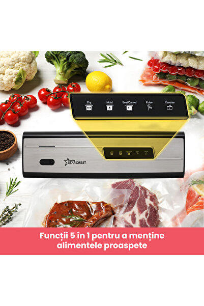 STARCREST Aparat de vidat si sigilat STARCREST VS-3230X, 130W, Touch Control, 5 Functii, Furtun de vidare