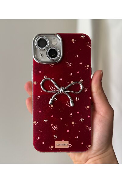 FİŞNEİLETİŞİM حافظة آيفون 13 متوافقة مع عدسة فضية اللون باللون الأحمر الداكن