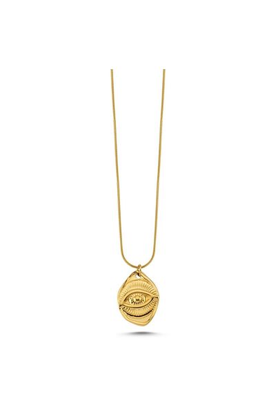 CHARMLUCKY STEEL PLATE EYE NECKLACE