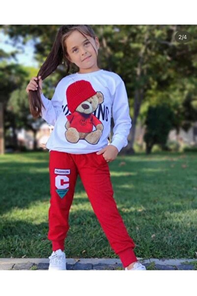 gül garden Children's Tracksuit Set with Teddy Bear